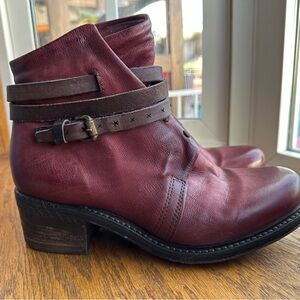 A.S.98 - Women's Burgundy Leather Ankle Boots